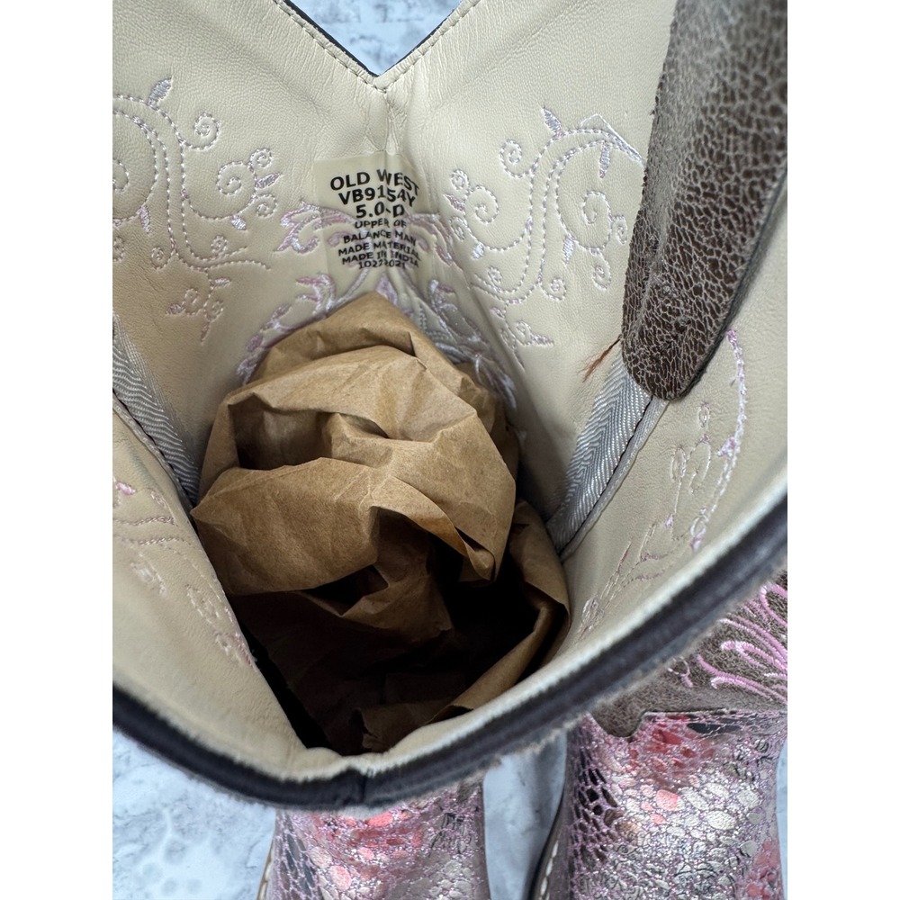 Old West Boho Metallic Pink Floral Snakeskin Western Boot 6.5/5 youth
Festival - Picture 7 of 10